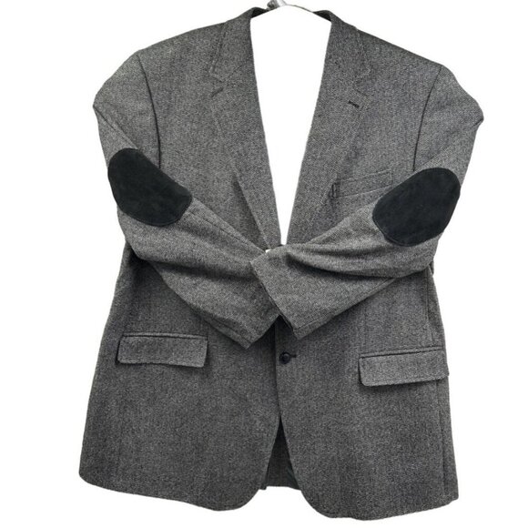 LAUREN RALPH LAUREN MEN'S HERRINGBONE WOOL BLAZER ELBOW PATCHES